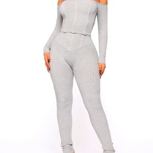 Two Piece Outfit - Light Gray - Large